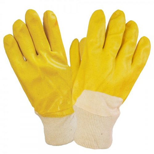 PVC Single Dipped Gloves (Qty: 12 pairs) Fully Coated Gaunlet